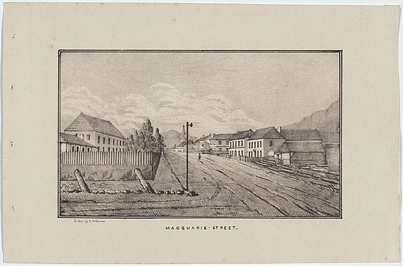 Artist: b'Atkinson, Charles.' | Title: b'Macquarie street.' | Date: 1833 | Technique: b'lithograph, printed in black ink, from one stone'