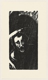 Artist: AMOR, Rick | Title: not titled (screaming male face 3). | Date: (1990) | Technique: woodcut, printed in black ink, from one block