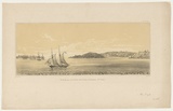 Title: Vue de Sydney et de l'entrée de la Rivière de Paramatta [part 2] [View of Sydney and the entrance to the Paramatta River] | Date: 1841 | Technique: lithograph, printed in buff, black and white , from three stones [or plates]