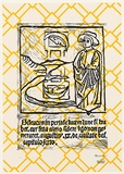 Artist: TYNDALL, Peter | Title: A Person Looks At a Work of Art. Someone looks at something ... II | Date: 1988 | Technique: linocut, printed in black ink, from one block; screenprint, printed in yellow ink, from one stencil