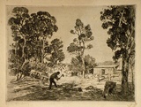 Artist: b'LINDSAY, Lionel' | Title: b'The settler.' | Date: 1913 | Technique: b'etching and aquatint, printed in warm black ink with plate-tone, from one plate' | Copyright: b'Courtesy of the National Library of Australia'