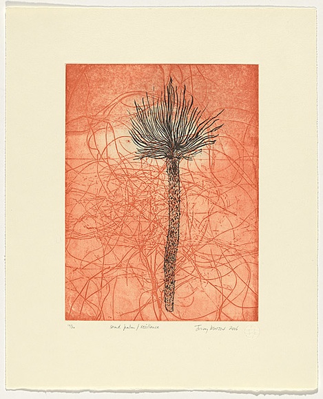 Artist: b'Watson, Judy.' | Title: b'Sand palm/resilience' | Date: 2006 | Technique: b'etching, printed in colour, from two plates'