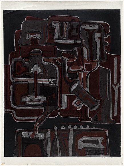 Artist: b'Senbergs, Jan.' | Title: b'Untitled' | Date: 1965 | Technique: b'screenprint, printed in colour, from multiple stencils' | Copyright: b'\xc2\xa9 Jan Senbergs. Licensed by VISCOPY, Australia'