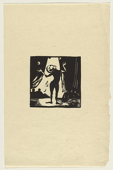 Artist: b'Shead, Garry.' | Title: b'Juggler' | Date: c. 1983 | Technique: b'linocut, printed in black ink, from one block' | Copyright: b'\xc2\xa9 Garry Shead'