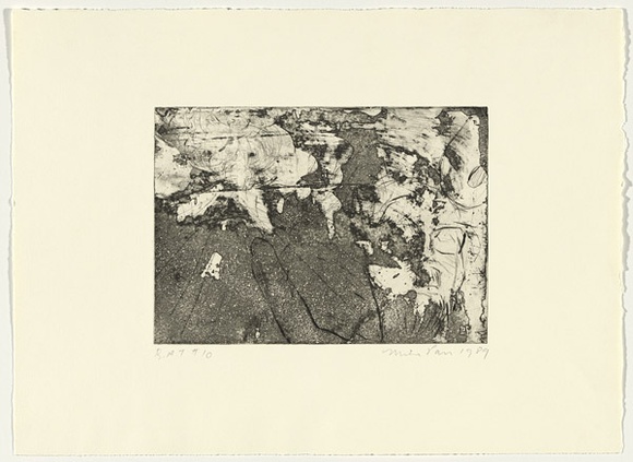 Artist: b'PARR, Mike' | Title: b'Gun into vanishing point 10' | Date: 1988-89 | Technique: b'drypoint and foul biting, printed in black ink, from one copper plate'