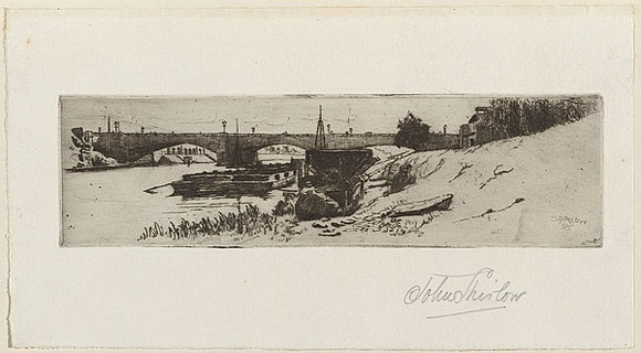 Artist: b'SHIRLOW, John' | Title: b'The Riverside' | Date: 1895 | Technique: b'etching, printed in black ink with plate-tone, from one copper plate'