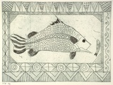 Artist: Puruntatameri, Cecil, | Title: Fish | Date: 1995, December | Technique: etching, printed in green ink, from one plate