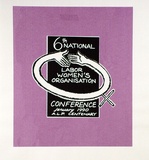 Artist: b'Smith, Lisa.' | Title: bLabor Women's Conference | Date: 1991 | Technique: b'screenprint, printed in black and pink ink, from two stencils'