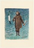 Artist: Robinson, William. | Title: Self portrait with stunned mullet | Date: 2004 | Technique: lithograph, printed in colour, from multiple stones
