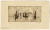 Artist: b'LONG, Sydney' | Title: b'Becalmed' | Date: c.1919 | Technique: b'line-etching, printed in brown ink with plate-tone, from one zinc plate' | Copyright: b'Reproduced with the kind permission of the Ophthalmic Research Institute of Australia'