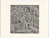 Title: b'In Africa' | Date: c.2008 | Technique: b'linocut, printed in black ink, from one block'