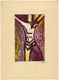 Title: not titled [Christ on the cross] | Date: 1950s-60s | Technique: linocut, printed in colour, from multiple blocks