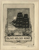 Artist: FEINT, Adrian | Title: Bookplate: Olive Kelso King. | Date: 1924 | Technique: etching, printed in black ink with plate-tone, from one plate | Copyright: Courtesy the Estate of Adrian Feint
