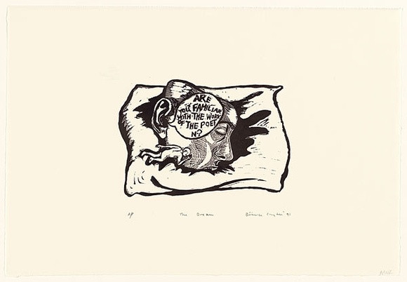 Artist: b'Carrington, Berenice.' | Title: b'The dream' | Date: 1991 | Technique: b'linocut, printed in black ink, from one block'