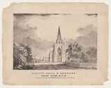 Title: b'St Peters Church and Parsonage' | Date: c.1858 | Technique: b'chalk-lithograph, printed in black ink, from one stone'