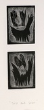 Artist: Gurvich, Rafael. | Title: Twist and shout [leaf 23: recto] [two compositions on one leaf, one above the other. | Date: 1979, April | Technique: etching, printed in black ink, from one plate | Copyright: © Rafael Gurvich