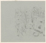 Artist: MACQUEEN, Mary | Title: Part of Interior, Bewick Inn [verso] | Date: 1957 | Technique: lithograph, printed in black ink, from one plate | Copyright: Courtesy Paulette Calhoun, for the estate of Mary Macqueen