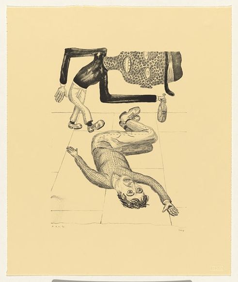 Artist: b'Hay, Bill.' | Title: b'Intentional injury causers' | Date: 1992, April - May | Technique: b'lithograph, printed in black ink, from one stone'