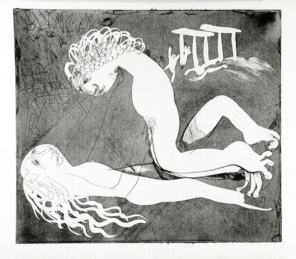 Artist: b'BOYD, Arthur' | Title: b'Myrrhine and Kinesias. Variant of no. 16.' | Date: (1970) | Technique: b'etching and aquatint, printed in black ink, from one plate' | Copyright: b'Reproduced with permission of Bundanon Trust'