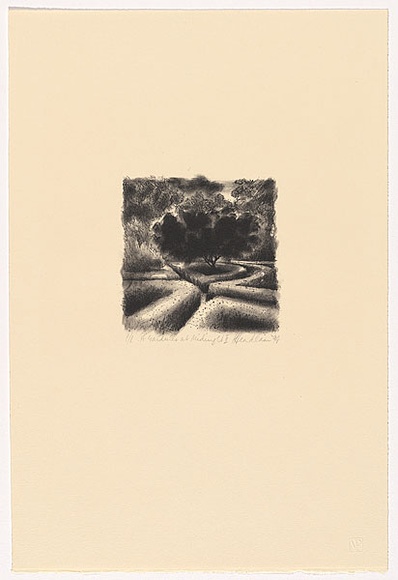 Artist: b'Headlam, Kristin.' | Title: b'A gardener at midnight II' | Date: 1994 | Technique: b'lithograph, printed in black ink, from one stone'