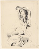 Artist: MACQUEEN, Mary | Title: Mother and child | Date: c.1963 | Technique: lithograph, printed in black ink, from one plate | Copyright: Courtesy Paulette Calhoun, for the estate of Mary Macqueen