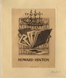 Artist: FEINT, Adrian | Title: Bookplate: Howard Hinton. | Date: (1936) | Technique: etching, printed in brown ink with plate-tone, from one plate | Copyright: Courtesy the Estate of Adrian Feint