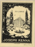 Artist: FEINT, Adrian | Title: Bookplate: Joseph Kenna. | Date: 1925 | Technique: line block, printed in black ink, from one process block | Copyright: Courtesy the Estate of Adrian Feint