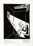 Artist: b'Haefliger, Paul.' | Title: b'Illustration for Oscar Wilde, Ballad of Reading Goal' | Date: 1931-32 | Technique: b'linocut, printed in black ink, from one block'