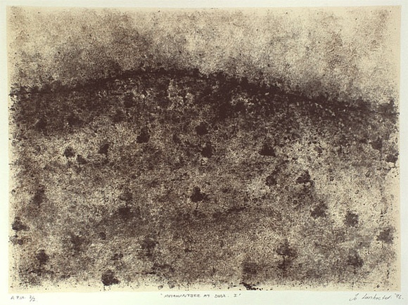 Artist: b'Lankester, Jo.' | Title: b'Mutawinttee at dusk I' | Date: 1996, July | Technique: b'lithograph, printed in black ink, from one stone; cream tint'