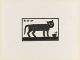 Artist: Groblicka, Lidia. | Title: The cat | Date: 1971 | Technique: woodcut, printed in black ink, from one block