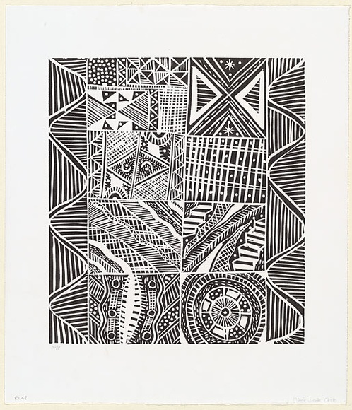 Artist: b'Orsto, Josette.' | Title: b'Design' | Date: 1998, 29 June | Technique: b'linocut, printed in black ink, from one block'