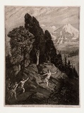 Artist: LINDSAY, Lionel | Title: Diana hunting | Date: 1918-09 | Technique: aquatint and etching, printed in warm black ink with plate-tone, from one plate | Copyright: Courtesy of the National Library of Australia