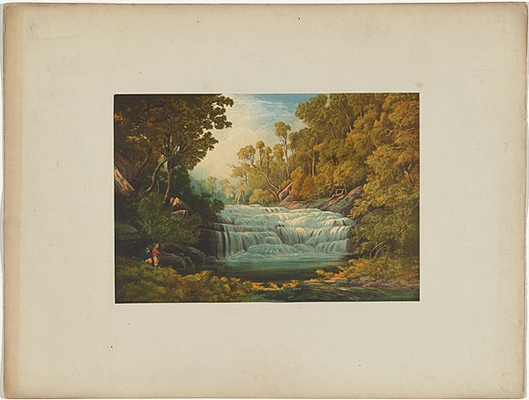 Artist: b'Chevalier, Nicholas.' | Title: bParker's River waterfall, Cape Otway | Date: 1865 | Technique: b'lithograph, printed in colour, from multiple stones'