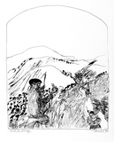 Artist: Connor, Kevin. | Title: not titled [Man in mountainous terrain]. | Date: 1970 | Technique: screenprints, printed in black ink, from one screen