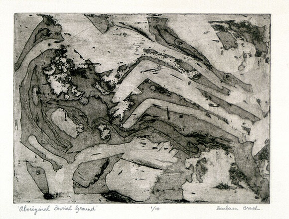 Artist: b'Brash, Barbara.' | Title: b'Aboriginal burial ground.' | Date: 1965 | Technique: b'etching, aquatint printed in brown ink from one plate'