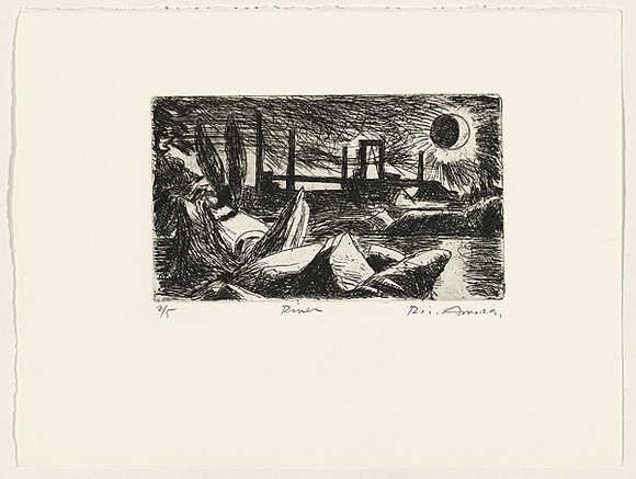 Artist: b'AMOR, Rick' | Title: b'River.' | Date: 1991 | Technique: b'etching, printed in black ink with plate-tone, from one plate'