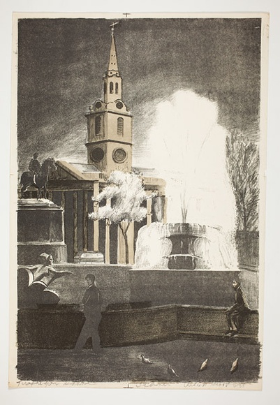 Artist: b'Courier, Jack.' | Title: b'Trafalgar Square.' | Technique: b'lithograph, printed in black ink, from one stone [or plate]'