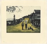 Artist: SHEAD, Garry | Title: Thirroul | Date: 1994-95 | Technique: etching and aquatint, printed in blue-black and yellow inks, from two plates | Copyright: © Garry Shead