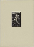 Artist: CARTER, Maurie | Title: (Woman, child and cat). | Date: 1949 | Technique: linocut, printed in black ink, from one block