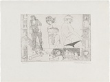 Artist: b'WALKER, Murray' | Title: b'Three performers.' | Date: 1976 | Technique: b'etching, printed in black ink, from one plate'