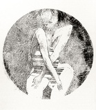 Artist: b'BALDESSIN, George' | Title: b'The bather II.' | Date: 1973 | Technique: b'crayon and wet texture off-set lithograph, printed in black ink, from one plate/stone'