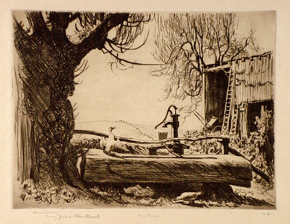 Artist: b'LINDSAY, Lionel' | Title: b'The trough, Ambleside' | Date: 1925 | Technique: b'drypoint, printed in brown ink, from one plate' | Copyright: b'Courtesy of the National Library of Australia'