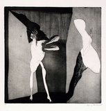 Artist: b'BALDESSIN, George' | Title: b'not titled [two personages].' | Date: 1967 | Technique: b'etching and aquatint, printed in black ink, from one plate'