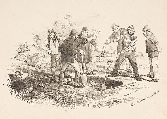 Artist: b'GILL, S.T.' | Title: b'The claim disputed.' | Date: 1852 | Technique: b'lithograph, printed in black ink, from one stone'