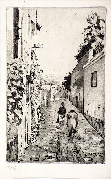 Artist: b'EWINS, Rod' | Title: b'Back alley, Genoa.' | Date: 1964 | Technique: b'etching and aquatint, printed in black ink, from one copper plate'