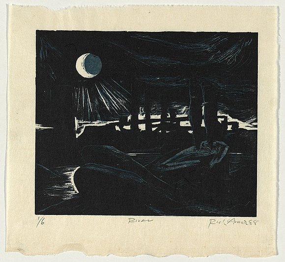 Artist: b'AMOR, Rick' | Title: b'River.' | Date: 1988 | Technique: b'woodcut, printed in colour, from two blocks'