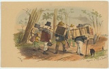 Artist: GILL, S.T. | Title: Diggers on way to Bendigo. | Date: 1854 | Technique: lithograph, printed in black ink, from one stone; hand-coloured