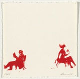 Title: Love story - Panel 2 | Date: 2008 | Technique: linocut, printed in red ink, from two blocks