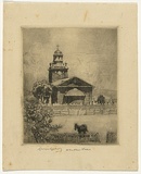 Artist: b'LINDSAY, Lionel' | Title: bSt Matthew's Church, Windsor, from the Rectory. | Date: 1918 | Technique: b'etching, aquatint, drypoint and burnishing, printed in black ink with plate-tone, from one plate' | Copyright: b'Courtesy of the National Library of Australia'