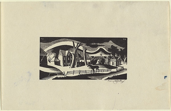Artist: b'Jack, Kenneth.' | Title: b'Newtown Park, Hobart' | Date: 1953 | Technique: b'wood-engraving, printed in black ink, from one block' | Copyright: b'\xc2\xa9 Kenneth Jack. Licensed by VISCOPY, Australia'